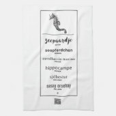 Zee paard in verschillende talen theedoek (Verticaal)