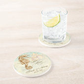 Zee Paard Kuststrand - Gepersonaliseerde bruiloft Zandsteen Onderzetter (Zijkant)