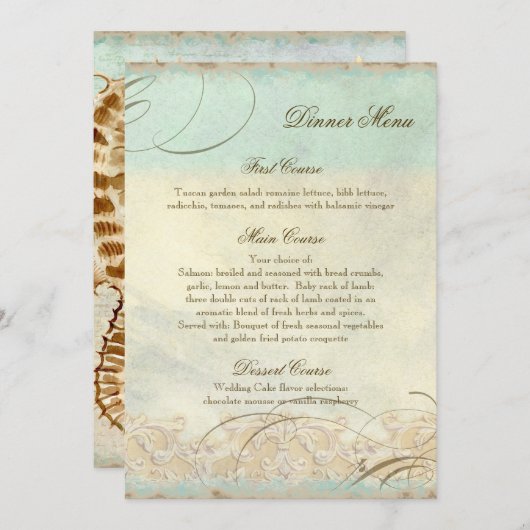 Zee Paard Kuststrand - Huwelijksdiner Menu (Voorkant / Achterkant)