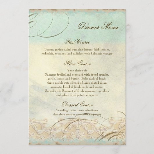 Zee Paard Kuststrand - Huwelijksdiner Menu (Voorkant)