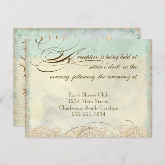 Zee Paard Kuststrand - Huwelijksuitnodiging Informatiekaartje (Voorkant / Achterkant)