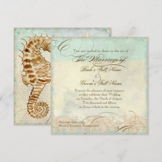 Zee Paard Kuststrand - Huwelijksuitnodiging Kaart (Voorkant / Achterkant)