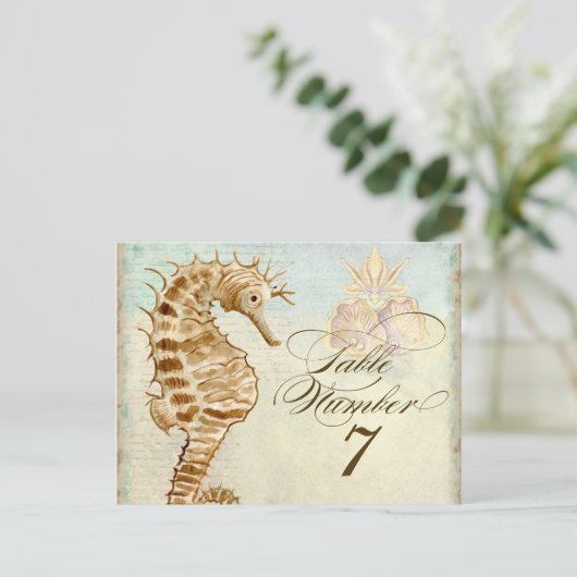 Zee Paard Kuststrand - Tafelnummer Briefkaart (Staand voorkant)