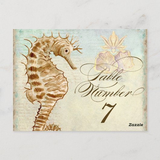 Zee Paard Kuststrand - Tafelnummer Briefkaart (Achterkant)