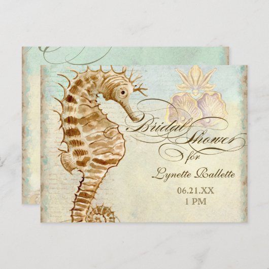 Zee Paard Kuststrand - Vrijgezellenfeest Briefkaar Uitnodiging Briefkaart (Voorkant / Achterkant)