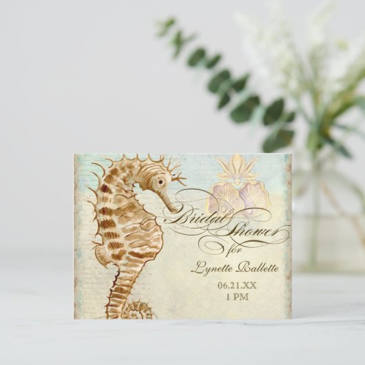 Zee Paard Kuststrand - Vrijgezellenfeest Briefkaar Uitnodiging Briefkaart (Staand voorkant)