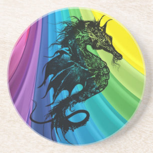 Zee paard op regenboog zandsteen onderzetter