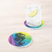 Zee paard op regenboog zandsteen onderzetter (Zijkant)