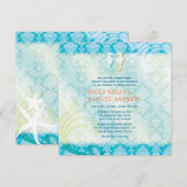 Zee Paard Paar Jeweled Damask Beach Bruiloft Kaart (Voorkant / Achterkant)