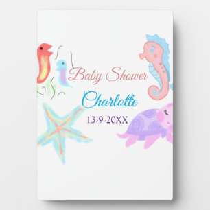 Zee paard schildpad ster vis waterverf baby showe fotoplaat