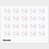 Zee paard schildpad ster vis waterverf baby showe ronde sticker (Vel)