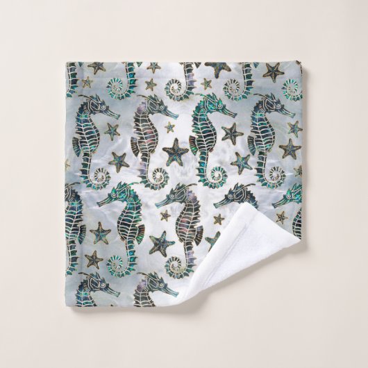 Zee paard Staarvis Abalone Pattern Bad Handdoek (Wasdoekje)