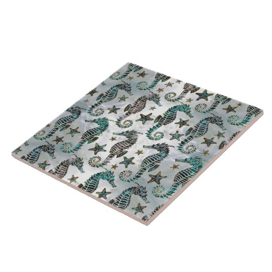 Zee paard Staarvis Abalone Pattern Tegeltje (Zijkant)