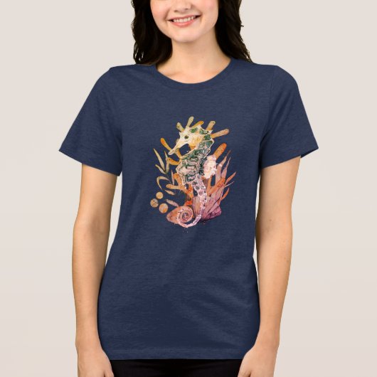 Zee paard Tri-Blend shirt (Voorkant)