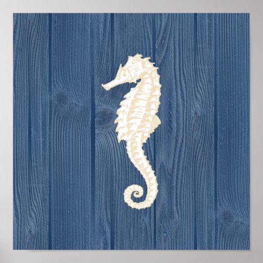 Zee Paarden blauw Poster van hout (Voorkant)