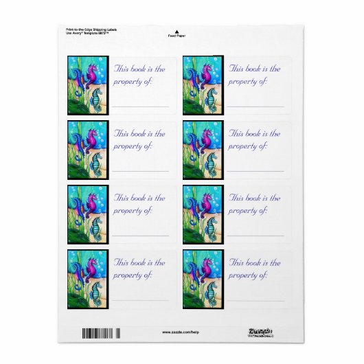 Zee Paarden Boekenlabel Etiket (Full Sheet)