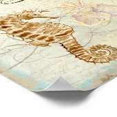 Zee Paarden, groot Egret Kuststrand - fijne kunst Poster (Hoek)