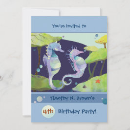 Zee Paarden Kids Verjaardags Zwembad Party Kaart