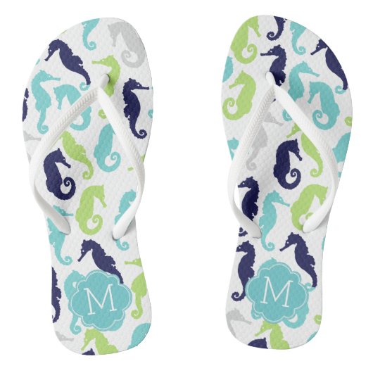  Zee Paarden Patroon monogram Teenslippers (Voetbed)