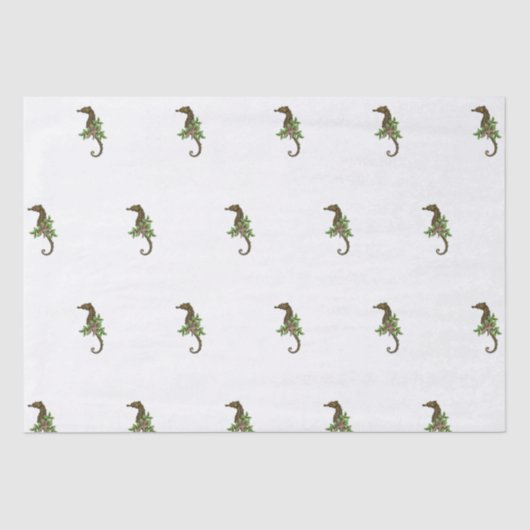 Zee paarden Pattern White Kerstmis Tissuepapier (Voorkant)