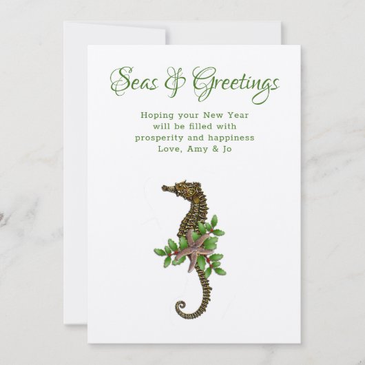 Zee Paarden Rustische Zeeen en kerstmis Kaart (Voorkant)