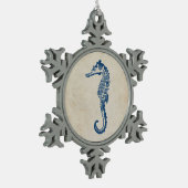  Zee Paarden Tin Sneeuwvlok Ornament (Links)