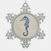  Zee Paarden Tin Sneeuwvlok Ornament (Voorkant)