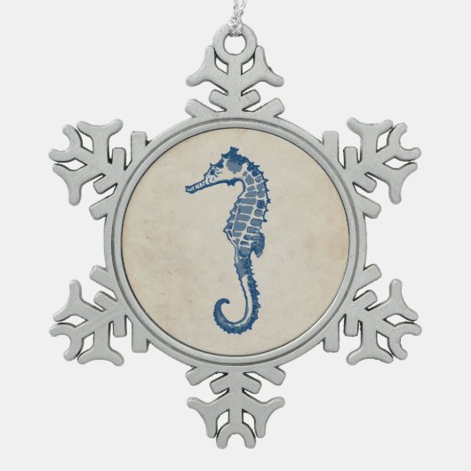  Zee Paarden Tin Sneeuwvlok Ornament (Voorkant)