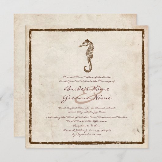 Zee Paardenband Uitnodiging (Voorkant / Achterkant)