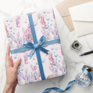 Zee paardenstranspatroon met betegeld patroon cadeaupapier