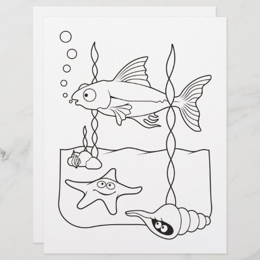 Zee pagina met pagina Kleurboek levensscène (Voorkant / Achterkant)