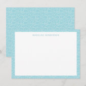Zee Paisley Pattern Glacier Blue Monogram Notitiekaartje (Voorkant / Achterkant)