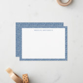 Zee Paisley Pattern Stormy Blue Monogram Notitiekaartje (Voorkant / Achterkant in situ)