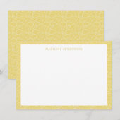 Zee Paisley Pattern Yellow Monogram Notitiekaartje (Voorkant / Achterkant)