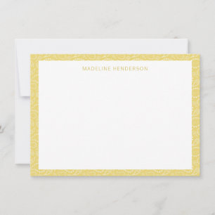 Zee Paisley Pattern Yellow Monogram Notitiekaartje