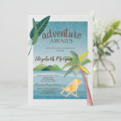 Zee, Palm, Berg, Stoel Pensioen Partij Kaart (Staand voorkant)