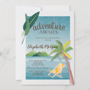 Zee, Palm, Berg, Stoel Pensioen Partij Kaart