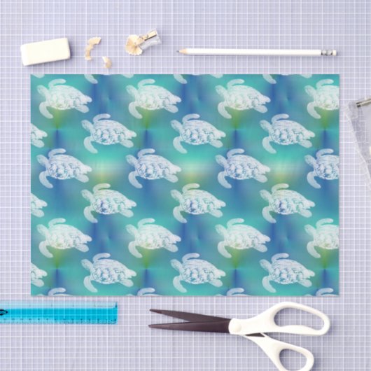 Zee - Papier met blauw Aqua-weefsel (Craft)