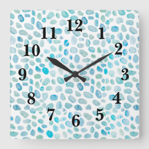 Zee parelkleurig looppatroon vierkante klok