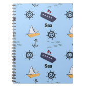 Zee patroon op blauw notitieboek (Voorkant)