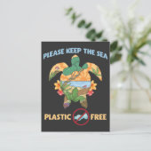 Zee Plastic Free Save Zee Animals Ocean Turtle Briefkaart (Staand voorkant)