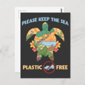 Zee Plastic Free Save Zee Animals Ocean Turtle Briefkaart (Voorkant / Achterkant)