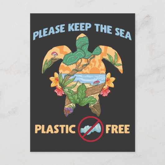 Zee Plastic Free Save Zee Animals Ocean Turtle Briefkaart (Voorkant)