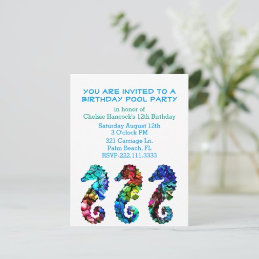 Zee Pool Party Invitation Kaart (Staand voorkant)