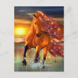 Zee Prancer Fantasy Horse die op strand loopt Briefkaart