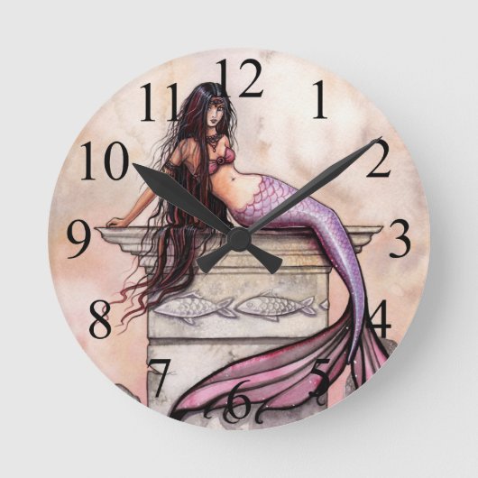 Zee Princess Mermaid Fantasy Art Wall klok (Voorkant)