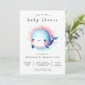 Zee Printable Whale Baby shower Kaart (Staand voorkant)