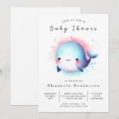 Zee Printable Whale Baby shower Kaart (Voorkant / Achterkant)