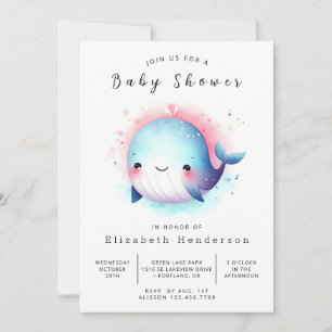 Zee Printable Whale Baby shower Kaart