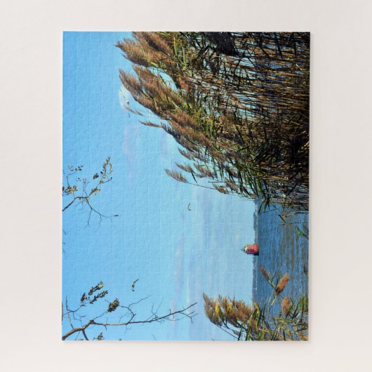 Zee Reeds en vuurtoren Jigzaag Puzzle Legpuzzel (Verticaal)